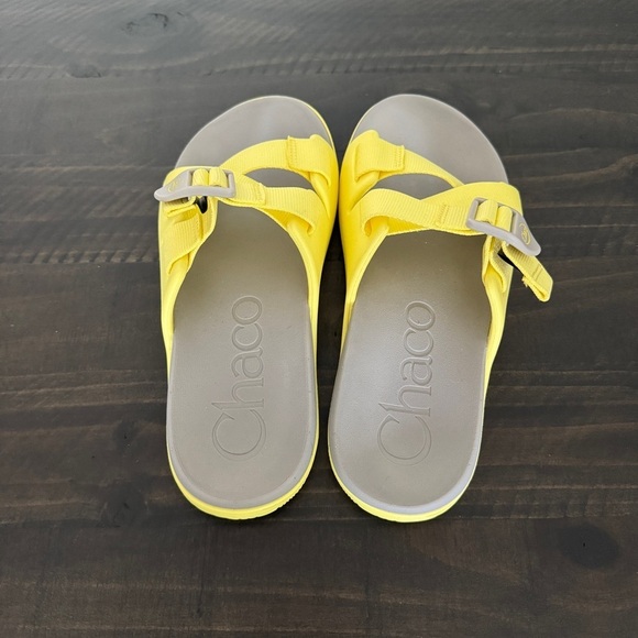 Chaco Chillos Slide Sandals Limelight Yellow Gray Comfort Outdoor Women’s 6 - Picture 4 of 7